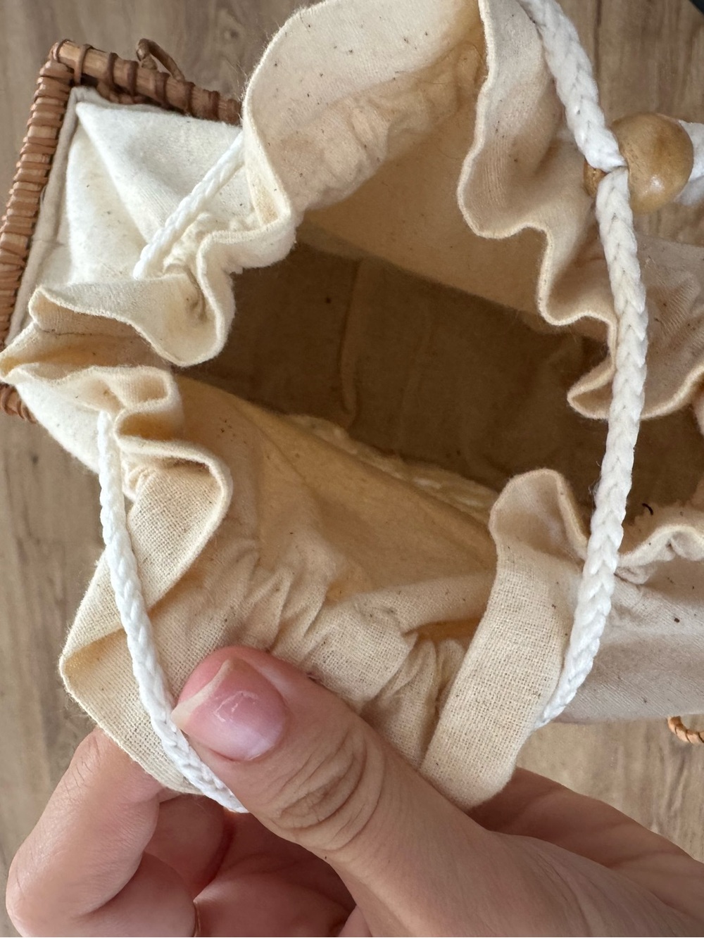 Woven Rattan Drawstring Clutch - Picture 6 of 6